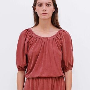 NWT Sundry Gathered Blouse Pigment Marsala Size 1 S Small New w Tags